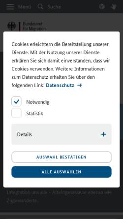 Vorschau der mobilen Webseite www.integration-in-deutschland.de, Das Integrationsportal