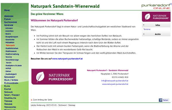 Vorschau von www.purkersdorf-online.at, Naturpark Sandstein-Wienerwald