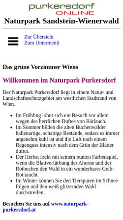 Vorschau der mobilen Webseite www.purkersdorf-online.at, Naturpark Sandstein-Wienerwald