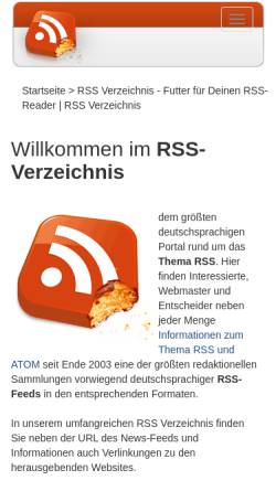 Vorschau der mobilen Webseite www.rss-verzeichnis.de, RSS-Verzeichnis.de