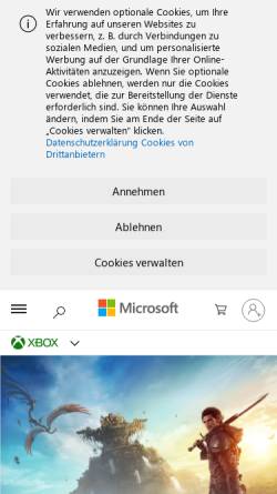 Vorschau der mobilen Webseite www.xbox.com, Xbox.com