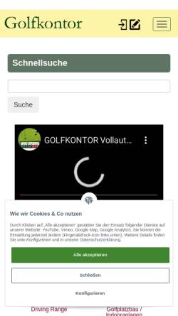 Vorschau der mobilen Webseite www.golfkontor.de, GHG Golfkontor Handels GmbH