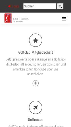 Vorschau der mobilen Webseite www.golftour.de, GolfTours St. Andrews GmbH