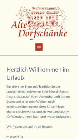 Vorschau der mobilen Webseite www.alte-dorfschaenke.de, Hotel Restaurant Alte Dorfschänke
