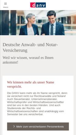 Vorschau der mobilen Webseite www.danv.de, Deutsche Anwalt- und Notar-Versicherung (DANV)