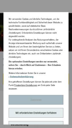 Vorschau der mobilen Webseite www.huk.de, HUK-Coburg Haftpflicht-Unterstützungs-Kasse kraftfahrender Beamter Deutschlands a. G.