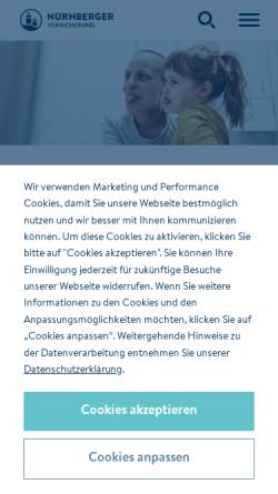 Vorschau der mobilen Webseite www.nuernberger.de, Nürnberger Versicherungsgruppe