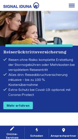 Vorschau der mobilen Webseite www.signal-iduna.de, Signal Iduna Versicherungen und Finanzen