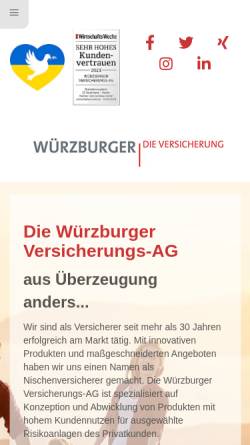 Vorschau der mobilen Webseite www.wuerzburger.com, Würzburger Versicherungs-AG