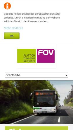 Vorschau der mobilen Webseite www.fov-flattichbus.de, Omnibusverkehr, Robert Flattich GmbH & Co. KG