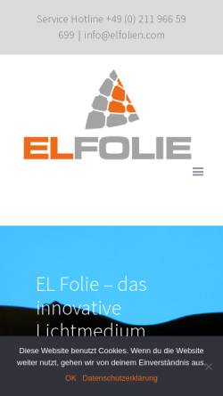 Vorschau der mobilen Webseite www.elfolien.de, EL Folien - DKN. GmbH & Co. KG