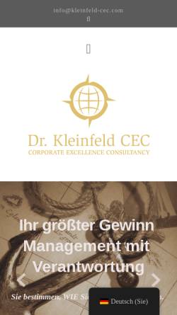 Vorschau der mobilen Webseite www.kleinfeld-cec.com, Dr. Kleinfeld CEC GmbH & Co. KG
