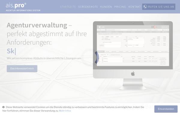 Vorschau von www.ais-agentursoftware.de, a.i.s pro - Professionelle Agentursoftware für Unternehmen
