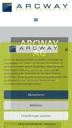 Vorschau der mobilen Webseite arcway.com, Arcway AG