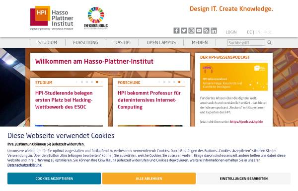 Vorschau von www.hpi.uni-potsdam.de, Hasso Plattner Institut der Uni Potsdam