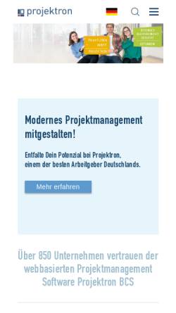 Vorschau der mobilen Webseite www.projektron.de, Projektron GmbH