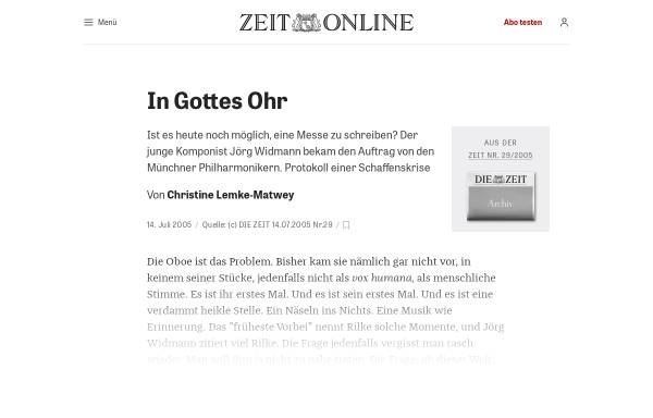 Vorschau von www.zeit.de, In Gottes Ohr