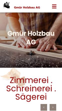 Vorschau der mobilen Webseite www.gmuer-holzbau.ch, Gmür Holzbau AG