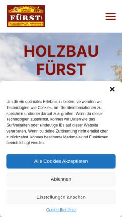 Vorschau der mobilen Webseite www.zi-fuerst.at, Zimmerei Holzbau Heinz Fürst