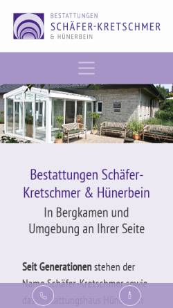 Vorschau der mobilen Webseite www.bestattungen-schaefer.de, Bestattungshaus Schäfer-Kretschmer GmbH