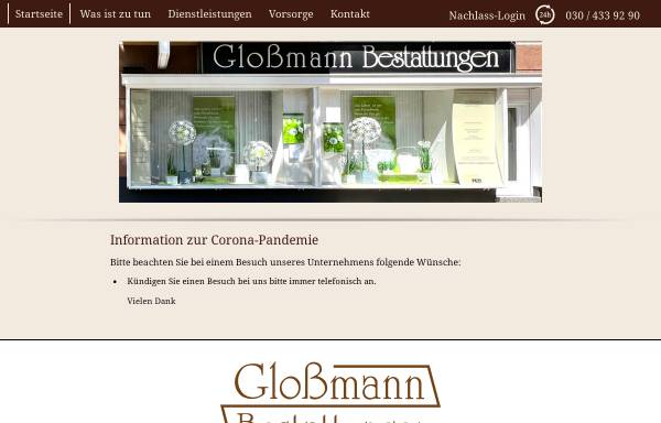 Vorschau von glossmann-bestattungen.de, Gloßmann Bestattungen