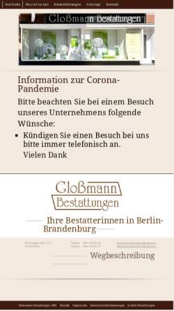 Vorschau der mobilen Webseite glossmann-bestattungen.de, Gloßmann Bestattungen