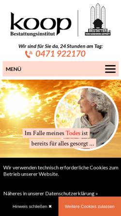 Vorschau der mobilen Webseite www.koop-bestattungen.de, Koop Bestattungen