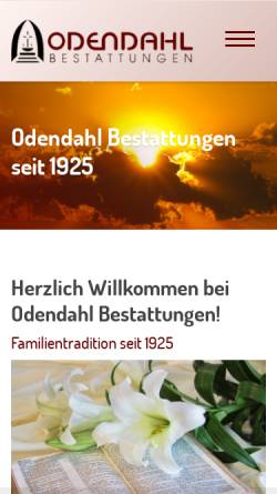 Vorschau der mobilen Webseite www.odendahl-bestattungen.de, Odendahl-Bestattungen