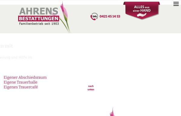Vorschau von www.ahrens-bestattungen.de, Sigrid Ahrens Bestattungen GmbH