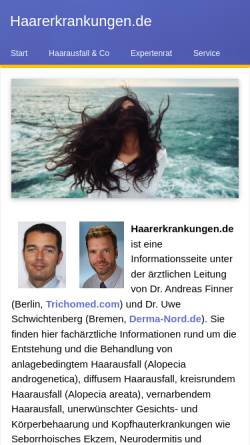 Vorschau der mobilen Webseite www.haarerkrankungen.de, Haarerkrankungen.de