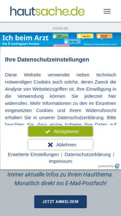 Vorschau der mobilen Webseite www.hautsache.de, Hautsache