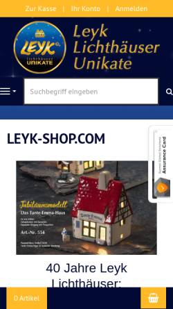 Vorschau der mobilen Webseite www.leyk-shop.com, Leyk Lichthäuser GmbH