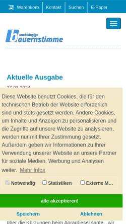Vorschau der mobilen Webseite www.bauernstimme.de, Bauernstimme