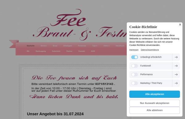 Vorschau von www.fee-brautmoden.de, Fee Braut- und Festmoden