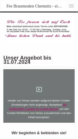 Vorschau der mobilen Webseite www.fee-brautmoden.de, Fee Braut- und Festmoden