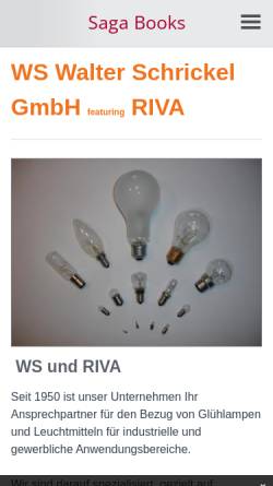 Vorschau der mobilen Webseite www.ws-lamps.com, Walter Schrickel GmbH