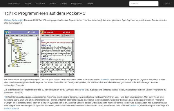 Vorschau von wiki.tcl.tk, Tcl/Tk: Programmieren auf dem PocketPC
