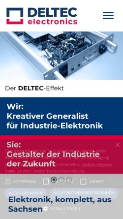 Vorschau der mobilen Webseite www.deltec.de, Deltec Electronic GmbH