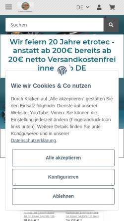 Vorschau der mobilen Webseite schrumpfschlauch24.de, Etrotec, Inh. Thomas Karsten