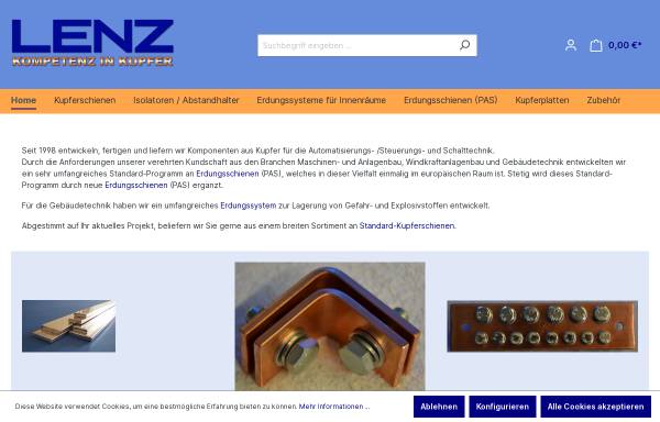Vorschau von www.lenzshop.de, Lenz - Kompetenz in Kupfer, Inh. Thomas Lenz