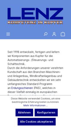 Vorschau der mobilen Webseite www.lenzshop.de, Lenz - Kompetenz in Kupfer, Inh. Thomas Lenz