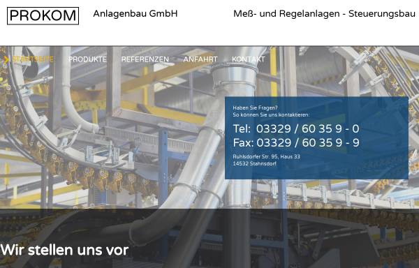 Vorschau von www.prokom-anlagenbau.de, Prokom Anlagenbau GmbH