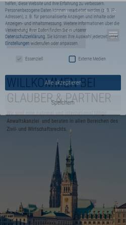 Vorschau der mobilen Webseite www.glauber.de, Rechtsanwälte Glauber, Steinberg, Stenger, Hannemann, Uhlmannsiek