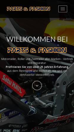 Vorschau der mobilen Webseite www.partsandfashion.de, Honda Vertragshändler in 92355 Velburg