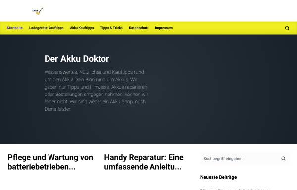 Vorschau von www.akku-doktor.de, Akku- u. Kartuschenvertrieb, Inh. Rainald Bossert