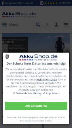 Vorschau der mobilen Webseite www.akkufreund.de, AkkuFreund, Inh. Monika Müller