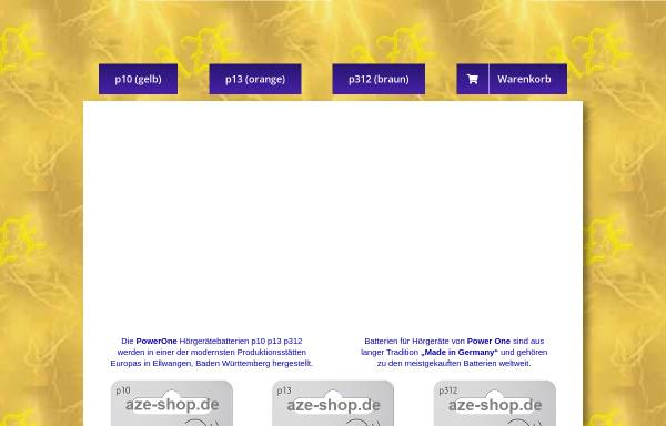 Vorschau von www.aze-shop.de, AZE Batterien für Hörgeräte