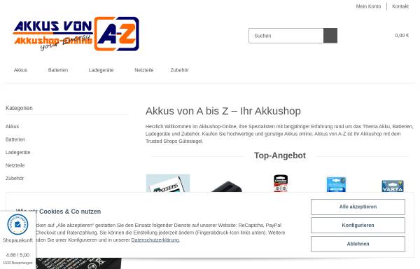 Vorschau von www.akkushop-online.de, Ehrhardt & Friedrich GbR