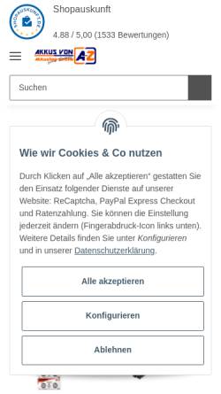 Vorschau der mobilen Webseite www.akkushop-online.de, Ehrhardt & Friedrich GbR