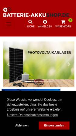 Vorschau der mobilen Webseite www.batterie-akkushop.de, Kaltenbach Batterien